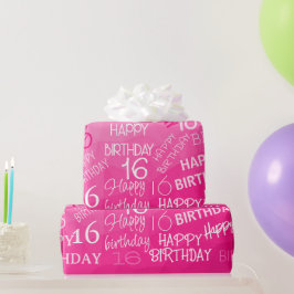 Papel De Presente Hot pink Geometric Mesh Pattern birthday any age