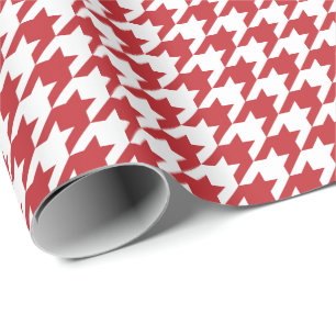Papel De Presente Houndstooth vermelho e branco da obscuridade médi