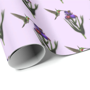 Papel De Presente Hummingbird E Iris Flower