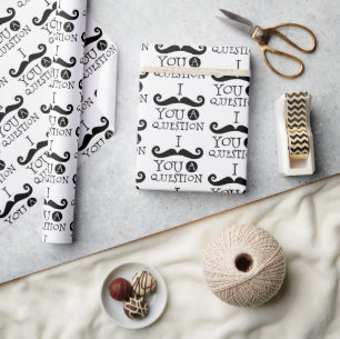 Papel De Presente Humor branco-preto com bigode