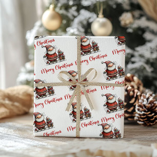 Papel De Presente Humor Natal Excêntrico Papai Noel Aquarela Minimal