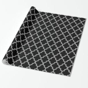Papel De Presente Humores marroquinos pretos Quatrefoil