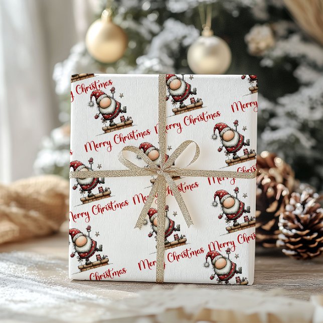 Papel De Presente Humorous Whimsy Santa Hand Drawn Wrapping Paper (Humorous Whimsy Santa Hand Drawn Wrapping Paper)