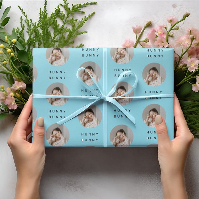 Papel De Presente Hunny Bunny Photo Páscoa Yellow | Personalizado (Criador carregado)