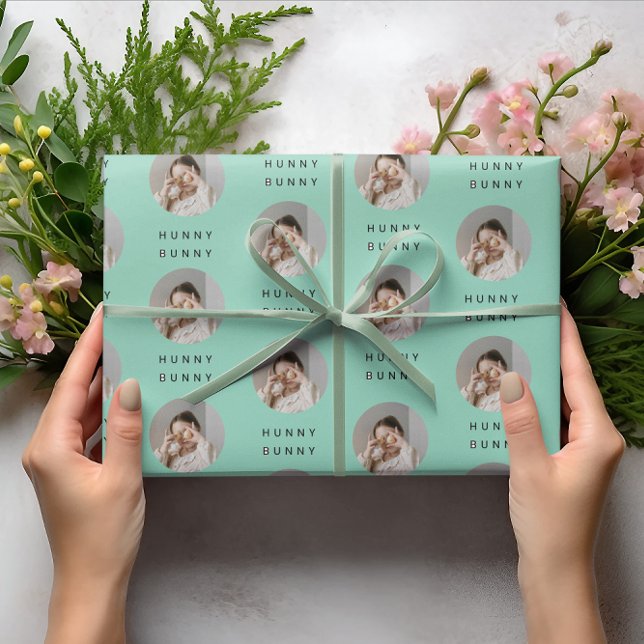 Papel De Presente Hunny Bunny Photo Páscoa Yellow | Personalizado (Criador carregado)