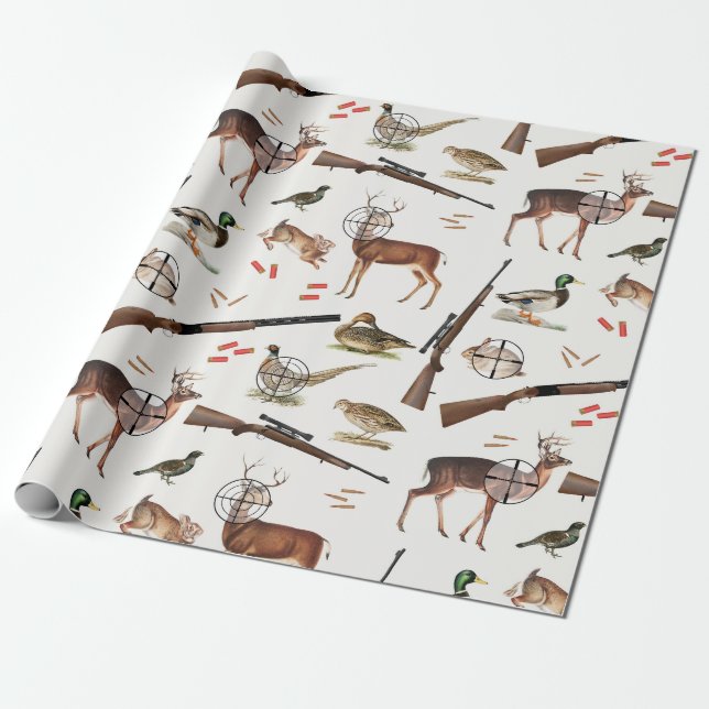 Papel De Presente Hunting Wildlife Outdoorsman Pattern (Desenrolado)