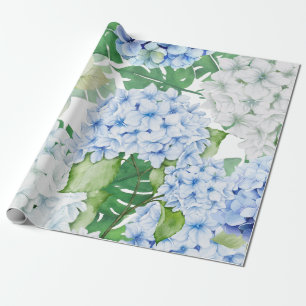Papel De Presente Hydrangea azul e branca