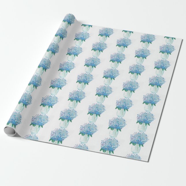 Papel De Presente Hydrangea azul e roxa (Desenrolado)