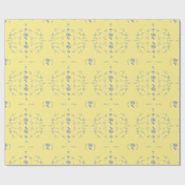 Papel De Presente Hydrangea Block Yellow and Blue Patternos