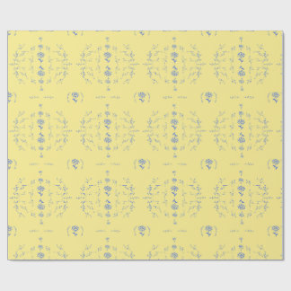 Papel De Presente Hydrangea Block Yellow and Blue Patternos