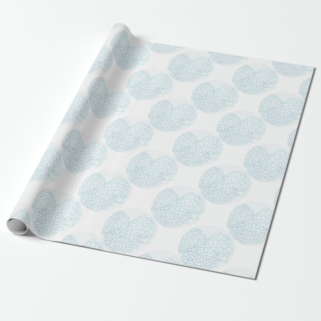 Papel De Presente Hydrangea dos azuis bebés (Desenrolado)