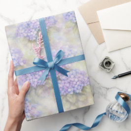 Papel De Presente Hydrangea Floral Gift Wrap | Elegant Blue & Lilac