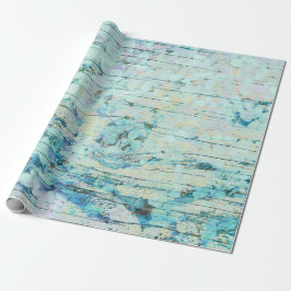 Papel De Presente Hydrangea Floral Teal Country Vintage Madeira