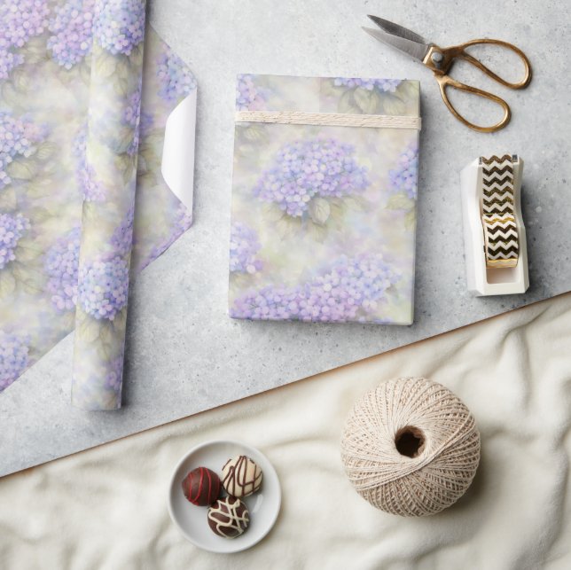 Papel De Presente Hydrangea Floral Wrapping Paper (Artesanato)