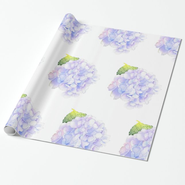 Papel De Presente Hydrangea Watercolor Vignette (Desenrolado)