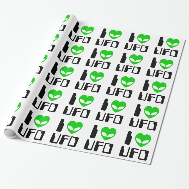 Papel De Presente I Alienígena Heart UFO (Desenrolado)