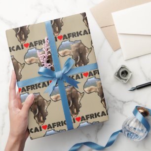 Papel De Presente I Heart Africa Map Black Elephant Bull