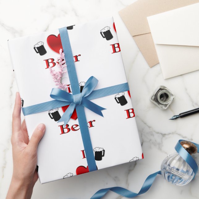 Papel De Presente I Heart Beer Design (Presentear)