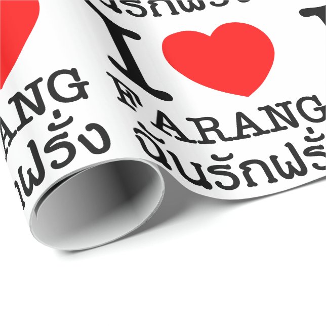 Papel De Presente I Heart (Love) Farang (Ponta do rolo)