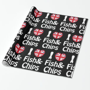 Papel De Presente I Heart [Love] Fish & Chips Wrapper Paper