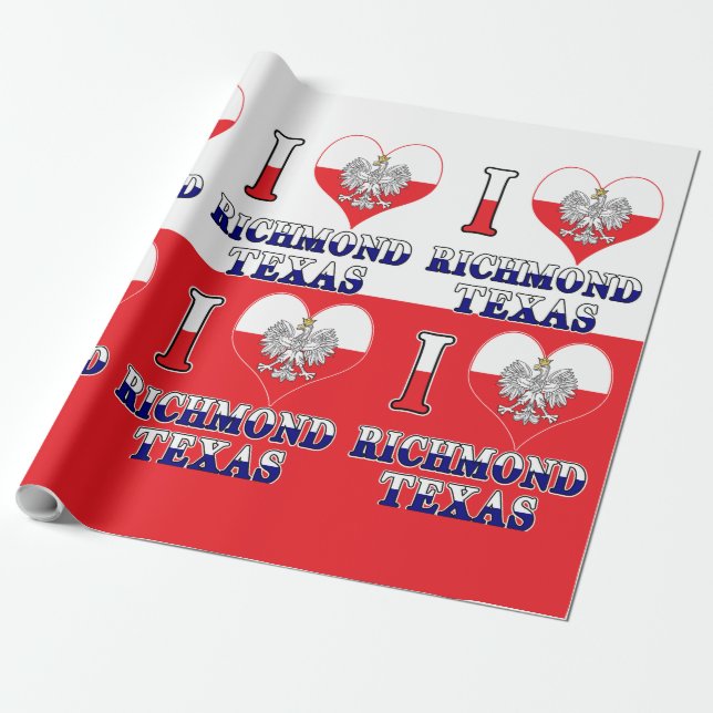 Papel De Presente I Heart Love Richmond Texas (Desenrolado)