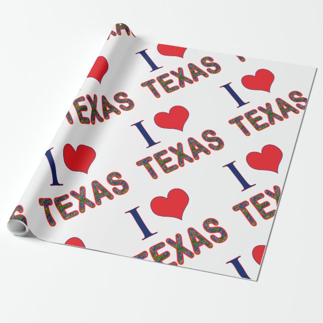 Papel De Presente I (Heart) Love Texas Bluebonnet (Desenrolado)
