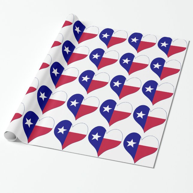 Papel De Presente I (Heart) Love Texas Flag (Desenrolado)