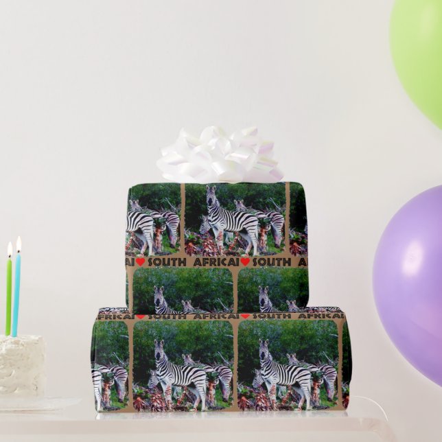 Papel De Presente I Heart South Africa Zebra Aloe (Presentes para festas)