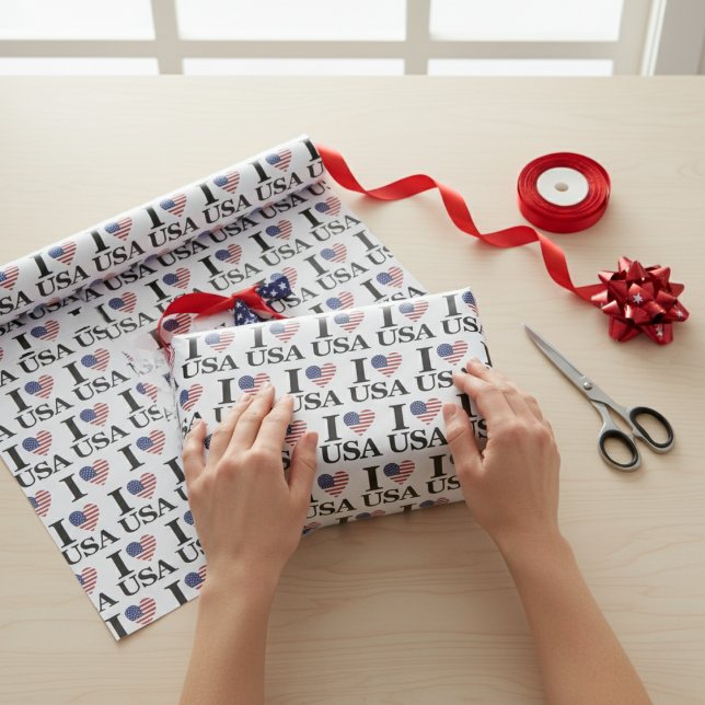 Papel De Presente I Heart The USA (I Heart The USA Wrapping Paper)