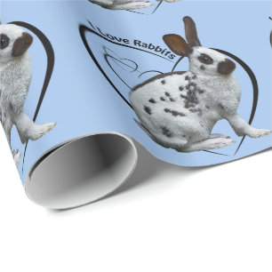 Papel De Presente I Love Rabbits Wraping Paper (Azul Claro)