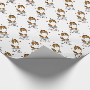 Papel De Presente I Love Shels (sable 2) Shetland Sheepdog Cute