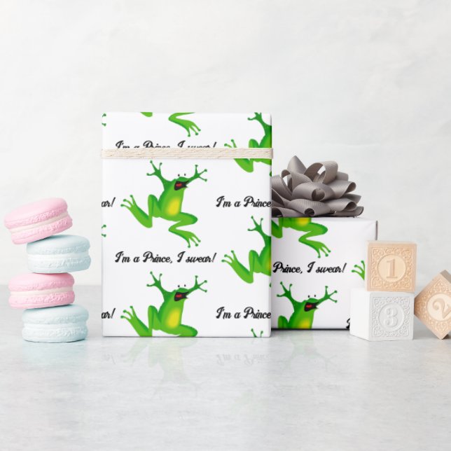 Papel De Presente I’m a Fairy Tale Prince Funny Green Frog Cartoon (Chá de bebê)