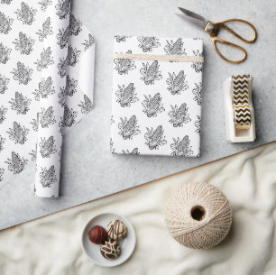 Papel De Presente ícone de espiga de milho doce preto e branco