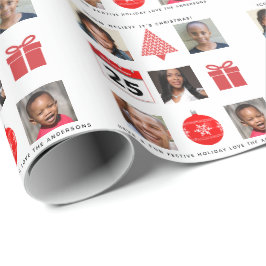 Papel De Presente Ícone de Natal FOTOCOLAGEM em Foto Lembrança Moder