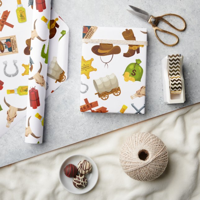 Papel De Presente Ícones de cauda ocidental (Artesanato)