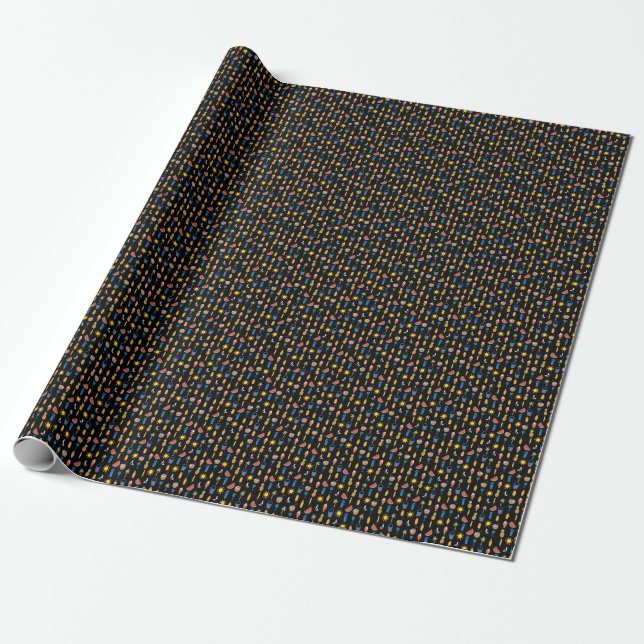 Papel De Presente Ícones de verão preto sem costura (Desenrolado)