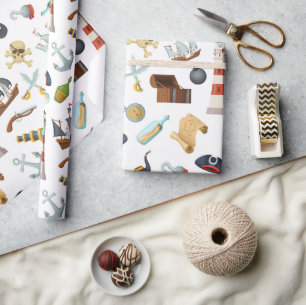 Papel De Presente Ícones náuticos Piratas