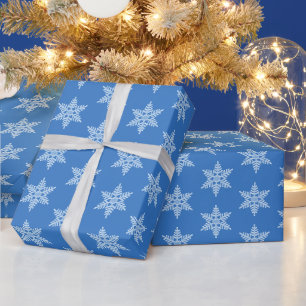 Papel De Presente Icy Blue Frozen Winter Frosty Flocos de neve gelad
