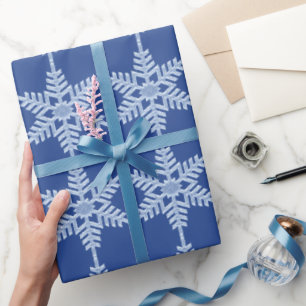 Papel De Presente Icy Blue Frozen Winter Frosty Flocos de neve gelad