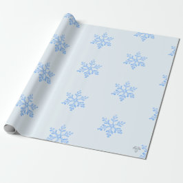 Papel De Presente Icy Blue Snowflake Pattern on Pale Blue Background