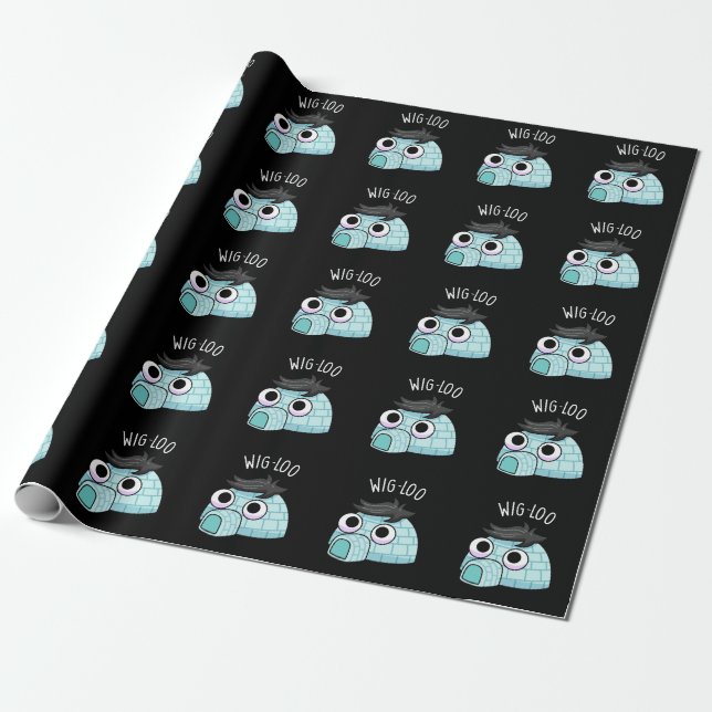Papel De Presente Igloo Engraçado Pun Wig-loo Fundo Escuro (Desenrolado)