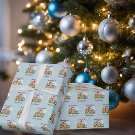 Papel De Presente Iguana quer um feliz azul de Natal
