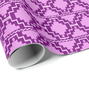 Papel De Presente Ikat Aztec Tribal - Ametist Purple e Violet