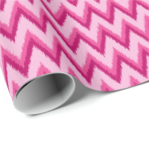 Papel De Presente Ikat Chevron Stripes - Fuchsia e rosa pálido