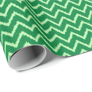 Papel De Presente Ikat Chevrons - Pinho e verde-claro