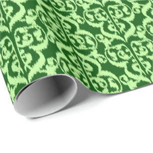 Papel De Presente Ikat Damasco Mourisco - pinho e verde menta