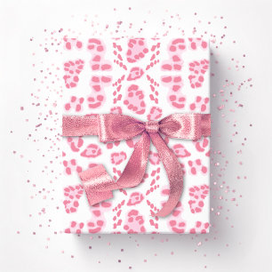 Papel De Presente Ikat de leopardo em rosa