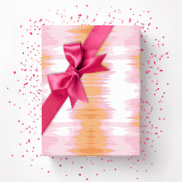 Papel De Presente Ikat Iridescente em Rosa e Laranja