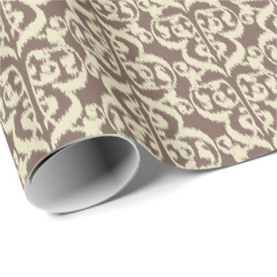 Papel De Presente Ikat Moorish Damask - bege e esticado