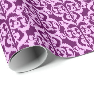 Papel De Presente Ikat Moorish Damask - roxo e orquídea